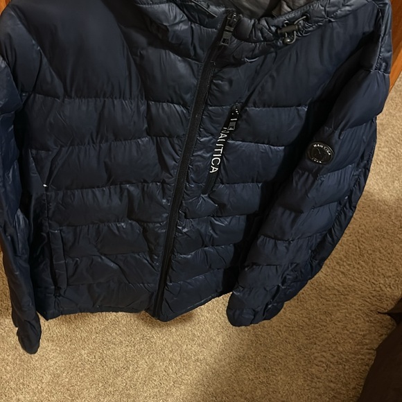 Nautica Blue Puffer Jacket Quilted Design High Collar - Picture 9 of 10